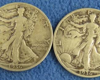 Lot 66. Two 1936 D Walking Liberty Half Dollars