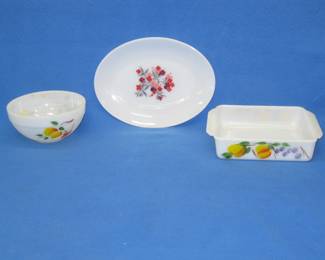 Lot 386. Three Fire King serving pieces