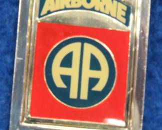 Lot 205. Franklin Mint's sterling silver 82nd Airborne Division United States ingot from "The World's Greatest Regiments" weighing 23.70 grams.. All 50 emblems and the wooden display case will be sold separately in this auction