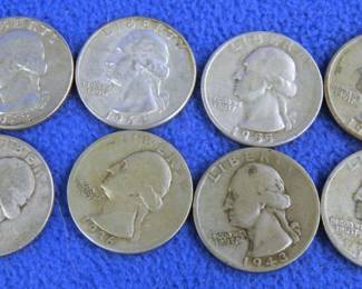 Lot 110. Eight silver Washington Quarters