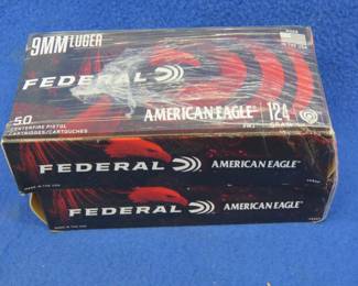 Lot 494. 2 boxes of 50 each American Eagle 9MM Luger rounds