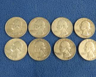 Lot 111. Eight silver Washington Quarters