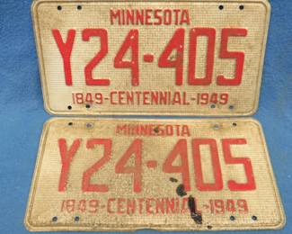 Lot 33. 1949 Minnesota front and back license plates