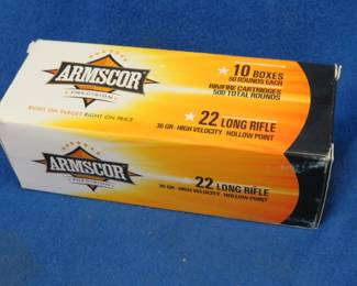 Lot 482. 10 boxes of 50 each Armscour 22LR rounds