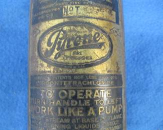 Lot 192. Vintage Pyrene 1-quart brass fire extinguisher
