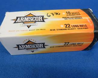 Lot 448. 10 boxes of 50 each Armscor .22LR cartridges
