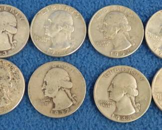 Lot 112. Eight silver Washington Quarters