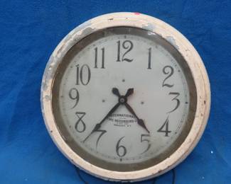 Lot 41. Vintage International Time Recording Co. 15 1/4" diameter clock