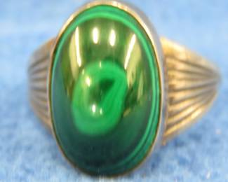 Lot 266. Size 9 Malachite ring, unknown composition material