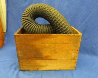 Lot 245. Vintage wooden Borax crate with a piece of tubing for a dust collector