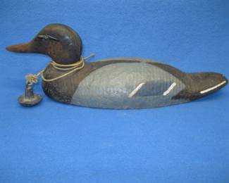 Lot 418. Wooden drake mallard duck decoy with glass eyes