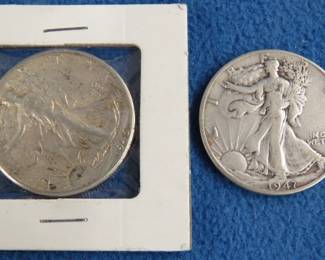 Lot 116. Two Walking Liberty Half Dollars: 1945 D and 1947 D