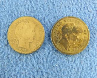Lot 303. Two Barber dimes: 1905 P and 1916 S