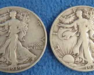Lot 114. Two Walking Liberty Half Dollars: 1939 P and 1939 D