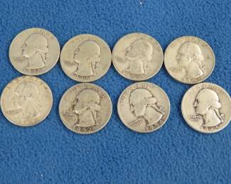Lot 63. Eight silver Washington Quarters