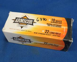 Lot 449. 10 boxes of 50 each Armscor .22LR cartridges