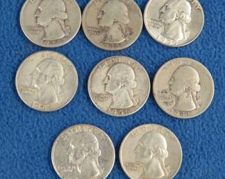 Lot 60. Eight silver Washington Quarters