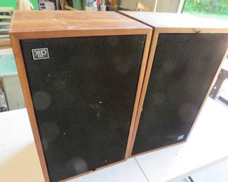 Lot 324. Untested pair of 26" high DLK speakers models 9638 and 10829 that appear to be in VGC.