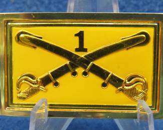 Lot 200. Franklin Mint's sterling silver 1st Calvary U.S.A. ingot from "The World's Greatest Regiments" weighing 23.59 grams.. All 50 emblems and the wooden display case will be sold separately in this auction