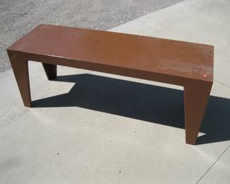 Lot 421. Painted heavy gauge metal bench. 54" x 18" x 21". Matches bench in next lot.