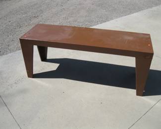 Lot 422. Painted heavy gauge metal bench. 54" x 18" x 21". Matches bench in previous lot.