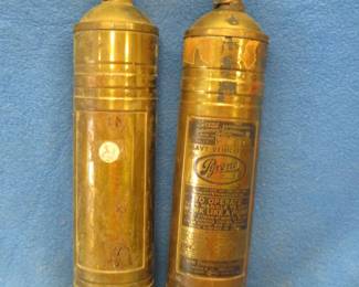 Lot 46. Two vintage brass Pyrene fire extinguishers