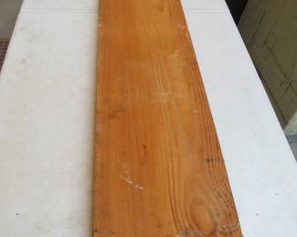 Lot 329. 5' x 11" x 1 1/2" board and a wooden box that is 16" W x 27"H x 16 1/2" D