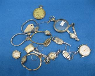 Lot 320. Vintage watches including a pocket watch with a 25 year Keystone 14K gold-filled case