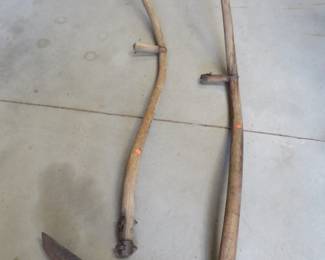 Lot 330. Two old scythes with only one blade