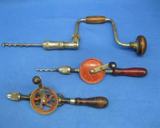 Lot 400. Three vintage hand drills. Two Millers Falls and a Thor.