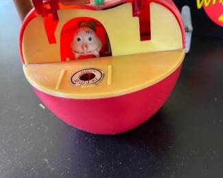 Part 2 Vintage Yone mechanical tin litho apple coin bank with wind up mechanism