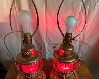 Part 3 Antique L N RR lantern stamped side table lamps