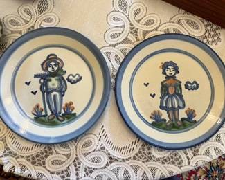 MA Hadley Country Farmer and Farmer s Wife plates, signed