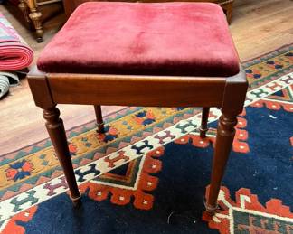 Vanity stool with red velvet seat