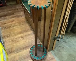 Vintage wooden fishing road rotating rack very heavy holding 16 rods