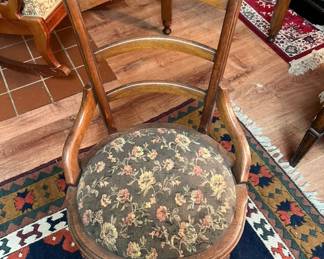 Vintage Italisn Beidermeirer style side chair with floral needpoint seat and saber legs