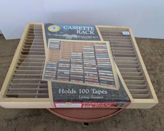 Wooden Cassette Tape Rack for 100 Tapes