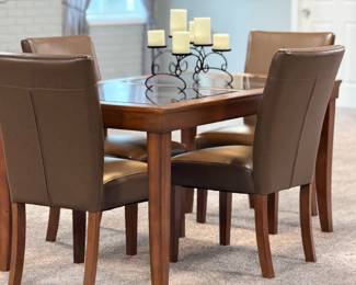 Dining Table w/ 4 Leather Chairs