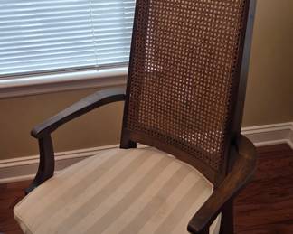 One of the chairs that goes with the Heywood Mayfield oval table with 6 chairs. A lovely hutch goes with it and provides great viewing of your china and has ample storage. Would be good to add delicate pieces or books even.