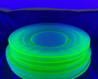 Uranium Glass 6 8.25 Diam. 5 9.25 Diam. Plates