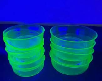 Uranium Glass 5 Small 4 Diam. 4 Large 5 Diam. Bowls