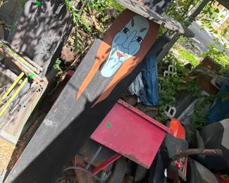 LAWN TRAILER AND WITCH FIGURE