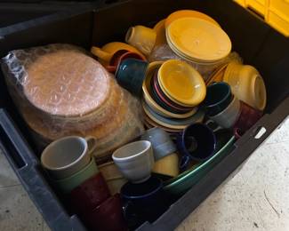 FIESTA DISHES, DISHES, STORAGE TOTE