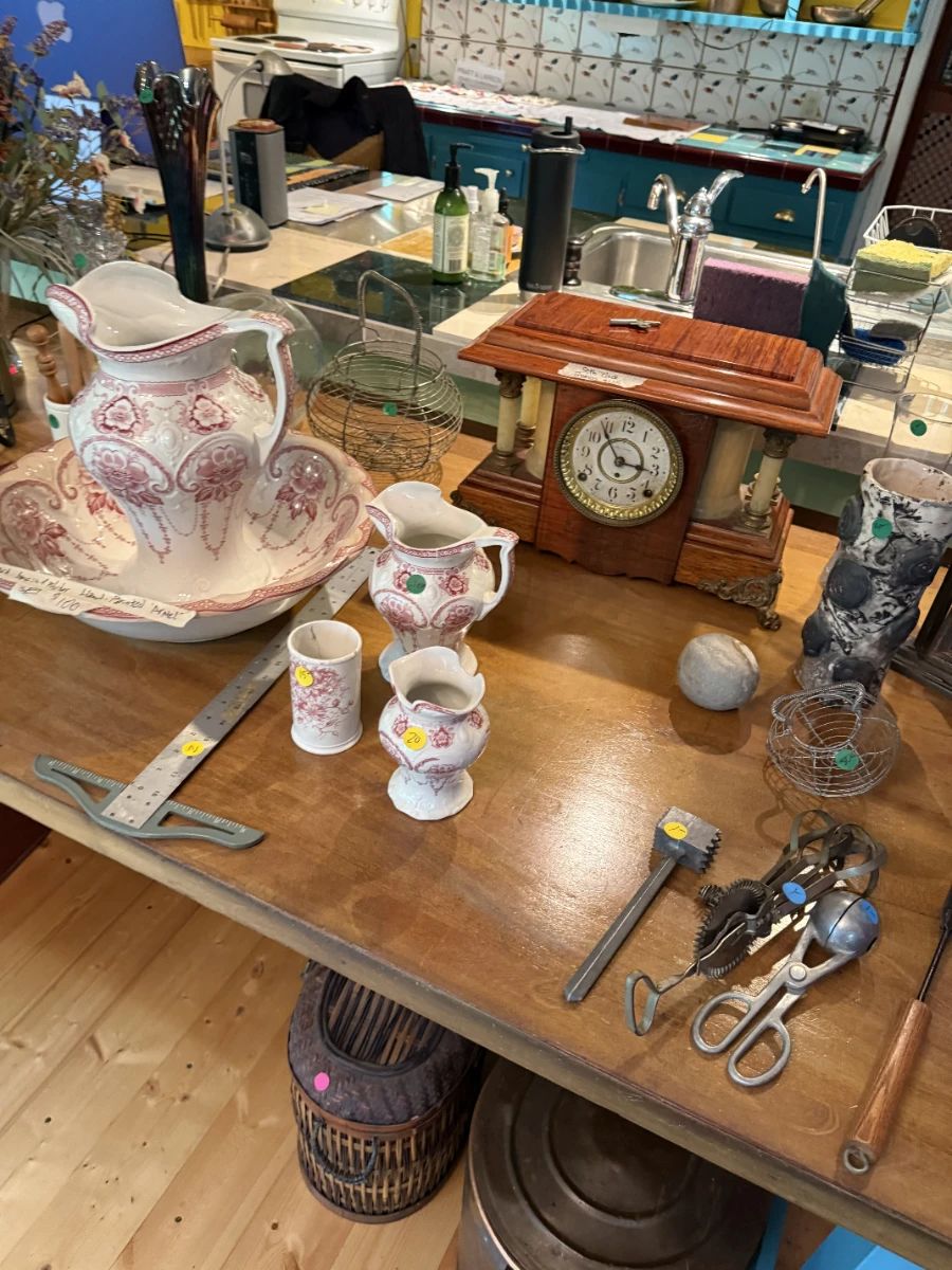 Seth Thomas clock and other items