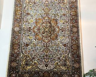 Vintage, Authentic, Hand-Knotted Silk Carpet, 52X80