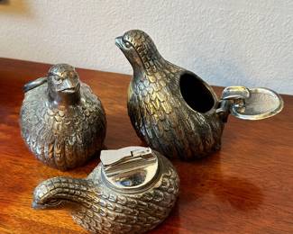 Valenti, Spain Mid-Century-Modern Silver-Plated 3 Pc Smoking Set