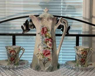 Vintage Victorian Style Hand Painted, Chocolate/Coffee Set.