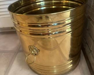 Large English brass jardinière