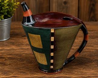 Lot #41 Judi Miller Studio Art Pottery Teapot Geometric Glaze