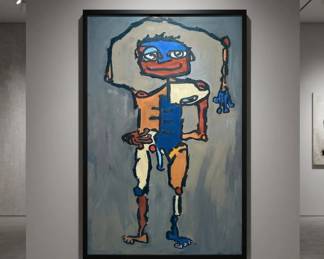 Lot #17 Abstract Expressionist Outsider Art Figurative Painting Framed Signed 20thC